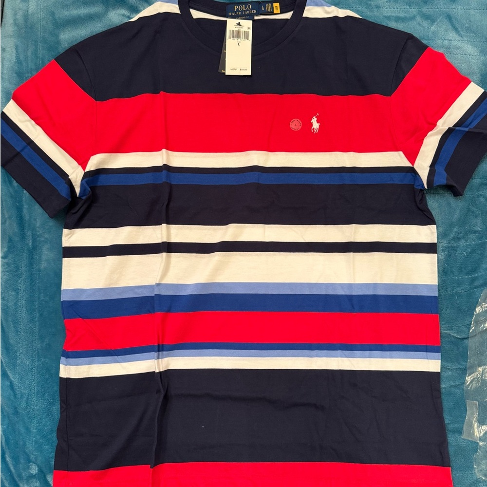 Polo by Ralph Lauren Men's Striped Shirt - Red, Blue, White